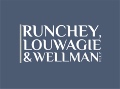 Runchey, Louwagie & Wellman, P.L.L.P White-colored Logo Blue Background