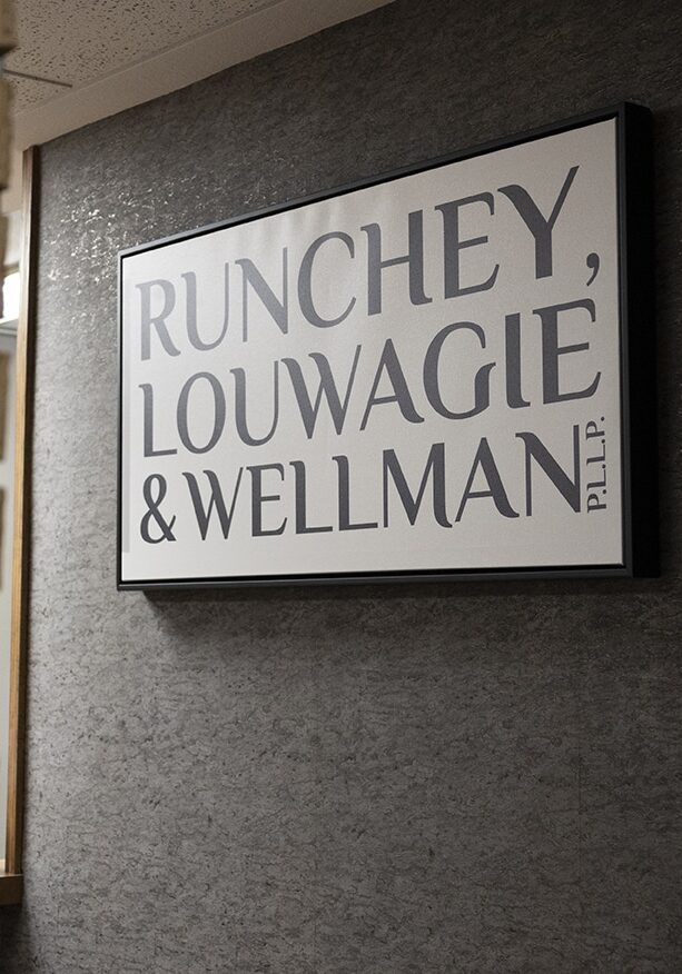 runchey, louwagie & wellman, p.l.l.p. entarnce with name sign runchey, louwagie & wellman, p.l.l.p. entarnce with name sign